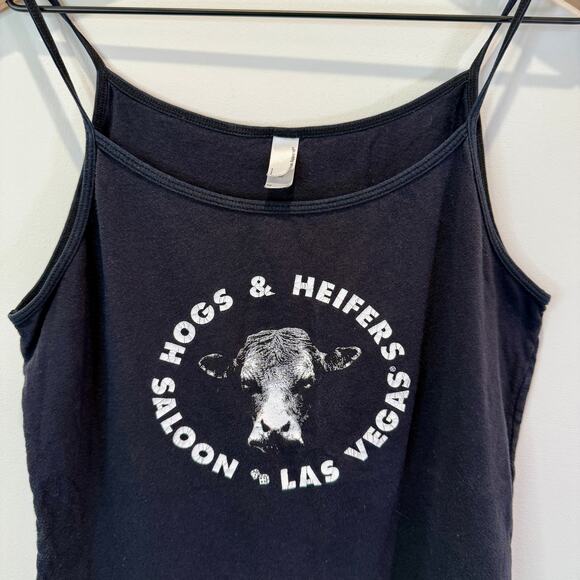 Hogs & Heifers Saloon Las Vegas Tank Top Women's M American Apparel Biker Bar - Picture 2 of 8